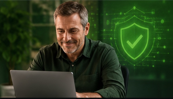 Small business owner feeling confident after taking action with Cyber8